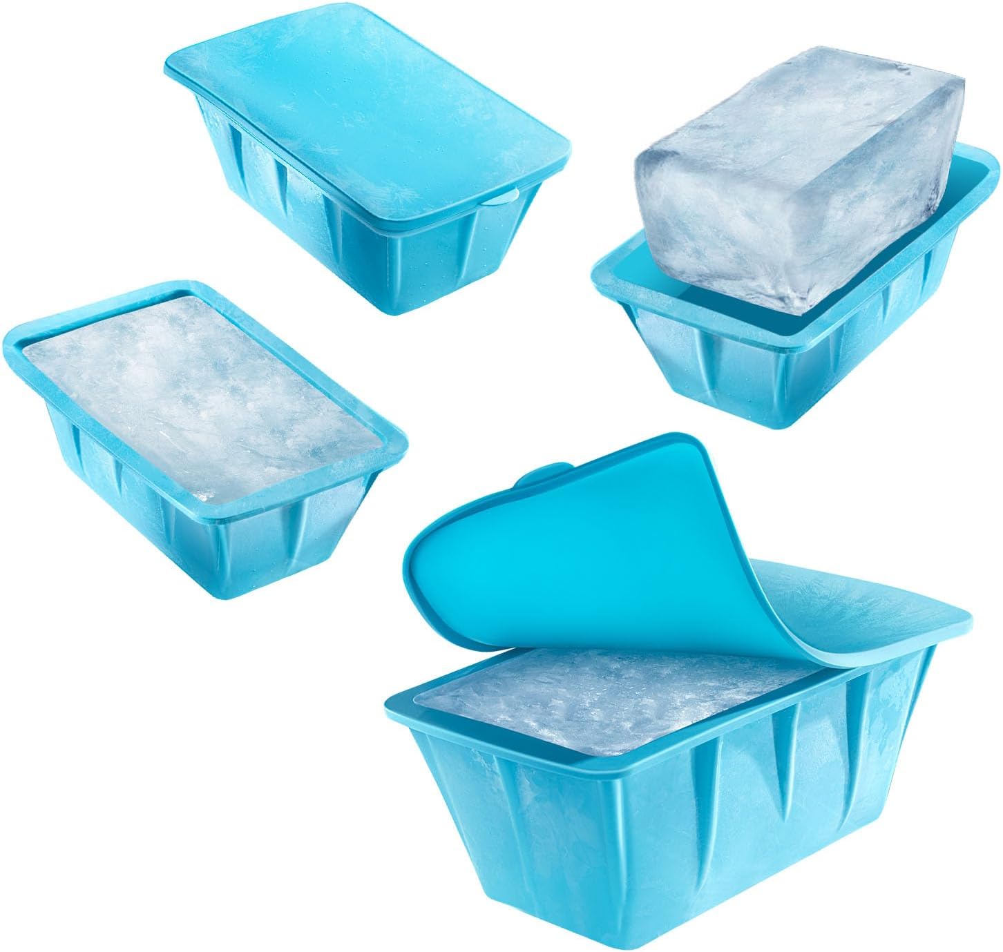 Extra Large Ice Block Mold 4-Pack (32LB),Reusable Silicone Ice Bath Accessories, Large Ice Mold for Freezer, Cold Plunge Ice Blocks,Ice Block Mold for Ice Bath, Ice Bath Ice Mold for Chiller & Therapy