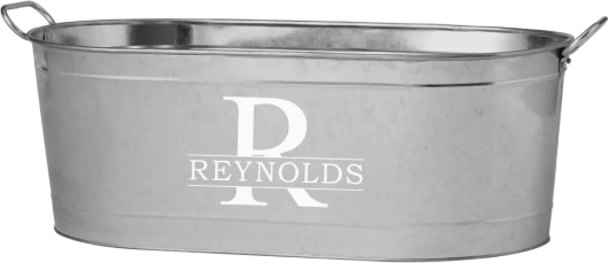 Let's Make Memories Personalized Beverage Tub - Custom Beverage Tub - Customize With Name & Initial - Galvanized Drink Tub - 20 ¾"L x 11 ¾"W x 7" H - 5.5 Gallons Name & Initial Without Stand
