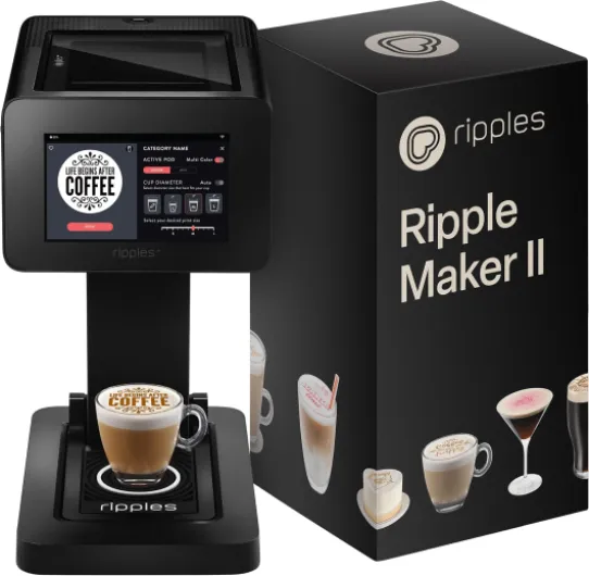 The Original Maker II, Print on Beverage Foam and Desserts, Plant-Based Ingredients Only, Selfie and Personalized Designs (Machine + Coffee Pod)