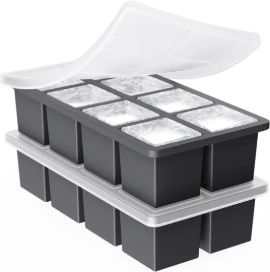 Large Ice Cube Trays for Whiskey: GGOW Big Silicone Ice Cube Trays 2Inch - Huge Square Ice Cubed Tray for Whisky and Cocktail Black