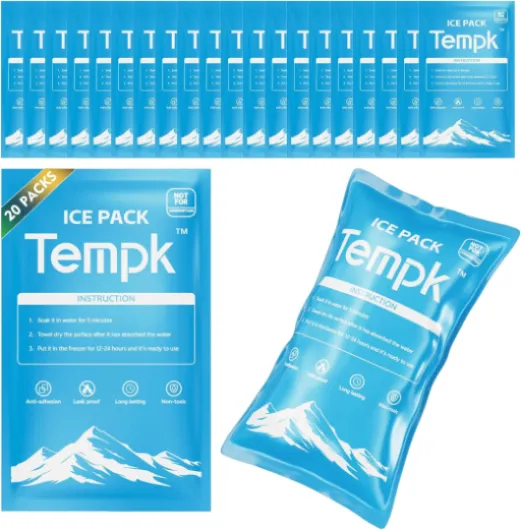 Dry Ice Packs for Shipping Non-Stick for Food Ice Bag Double-Sided Absorption Long Lasting Shipping Cold Packs for Coolers Lunch Bags Freezer 20 Packs