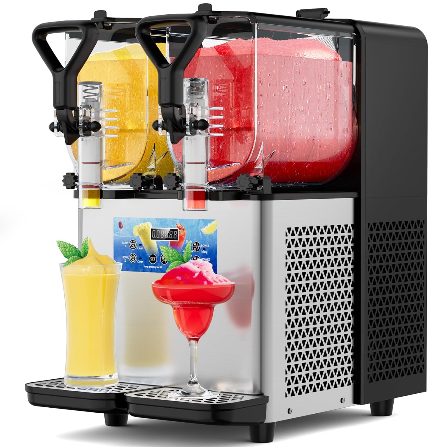 Margarita Machine, Professional Slushie Machine with LED Light, No Ice Needed, 8L 110V Slushy Maker with Auto Clean, Margarita Slush Slushie Machine for Home Commercial Use
