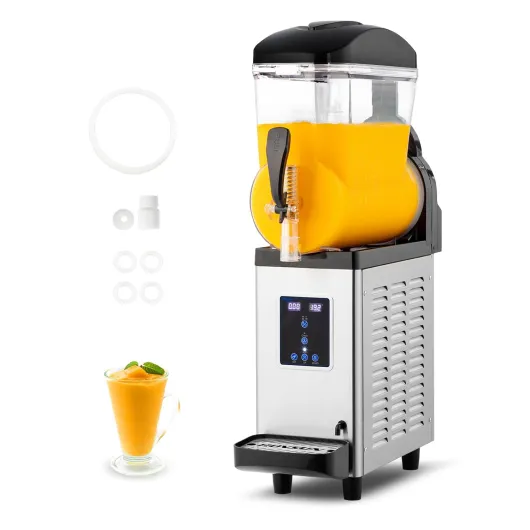 4 Gallon/15L Commercial Slushy Machine Margarita Machine, Slushie Machine Frozen Drink Machine Efficient Cooling Stainless Steel for Home Restaurant Bar Party Cafes 110V/60HZ