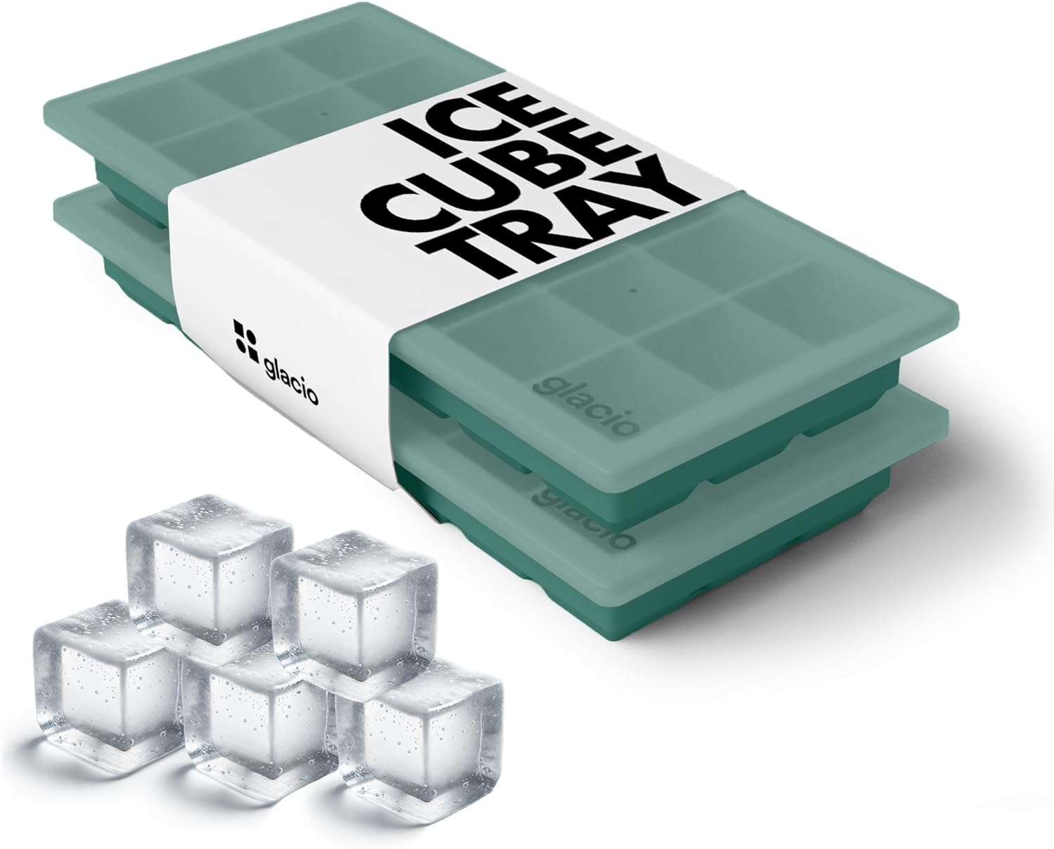 Ice Cube Tray – Small Silicone Molds with Lids, BPA-Free and Flexible for Cocktails and Beverages – Set of 2 Green