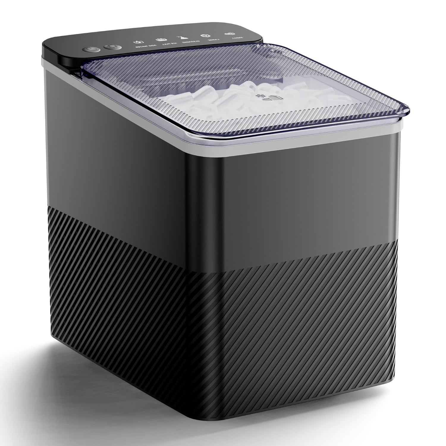 Countertop Ice Maker, 9 Bullet Ice in Just 6 Mins, 27 lbs Daily Output, Ice Machine with Ice Scoop and Basket, 2 Ice Sizes, Self-Cleaning, Ideal for Home/Kitchen/Office/Bar Black 27Lbs/Day