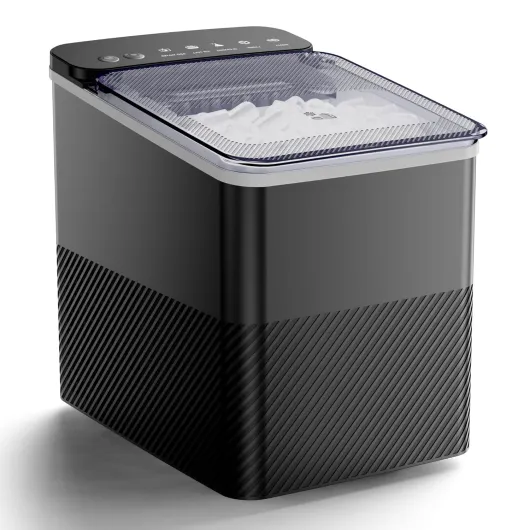 Countertop Ice Maker, 9 Bullet Ice in Just 6 Mins, 27 lbs Daily Output, Ice Machine with Ice Scoop and Basket, 2 Ice Sizes, Self-Cleaning, Ideal for Home/Kitchen/Office/Bar Black 27Lbs/Day