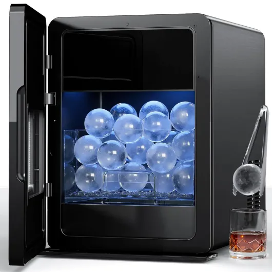 2’’ Ice Ball Maker – 4 pcs Round Cubes in 35 Mins, 144pcs/Day, Clear Sphere Ice Maker Machine for Whiskey, Bourbon & Cocktails, Self-Cleaning, Auto Water Supply, for Home Bar & Parties large capacity advance