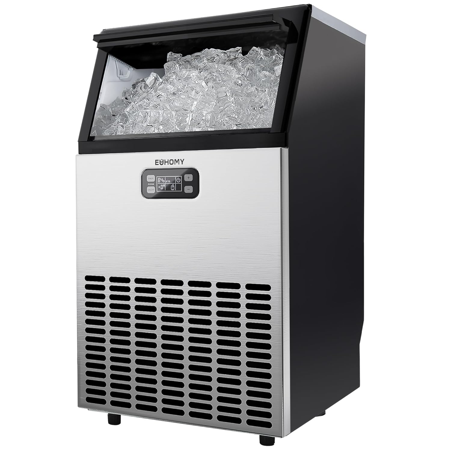 Commercial Ice Maker Machine, 100lbs/24H Stainless Steel Under Counter ice Machine with 33lbs Ice Storage Capacity, Freestanding Ice Maker - 100lbs/24H/Non-Crescent Ice
