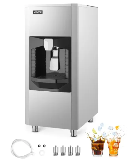 Ice Dispenser, Ice Storage Bin with 180 Lbs Storage Capacity, 20 Lbs/Min Automatic Ice Dispensing with Crusher, Height Adjustable Feet, for Commercial Ice Maker Machine, Restaurant and Hotel 180 Lbs Ice Storage Bin