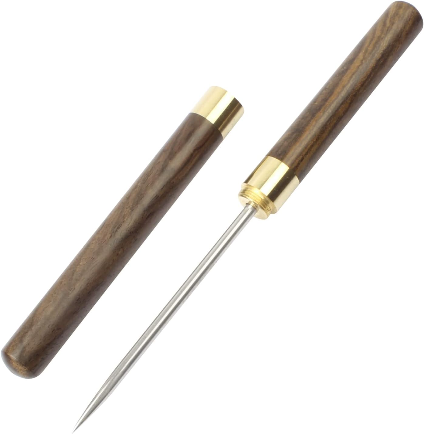 Stainless Steel Ice Pick, 9 inch Pick Tool with Safety Cover, Non-slip Wooden Handle Pick for Bars, Kitchen, Bartender Breaking Ice (M, Wood Color) M Wood Color
