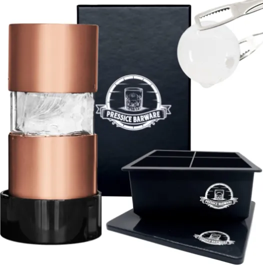 Ice Ball Press – Precision-Crafted Aluminum – Create Effortless Large Spheres – Includes Ice Tray – Made in the USA (Paloma Finish)