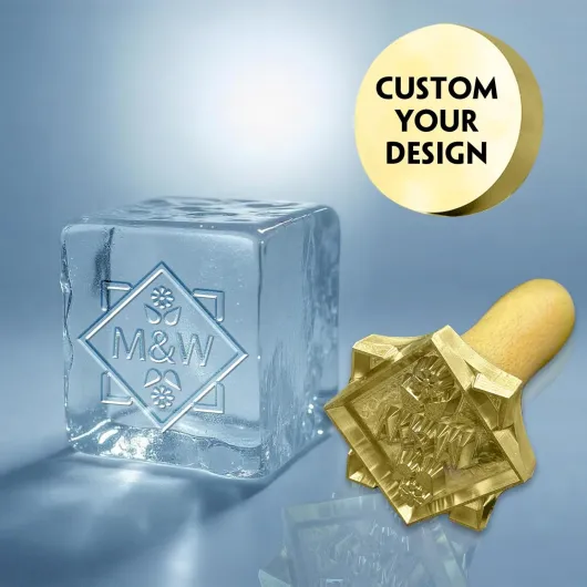 HDSD Custom Ice Cube Stamp - Personalized Ice Branding Stamp with Wood Handle, Design Unique Patterns for Parties, Events & Daily Drinks