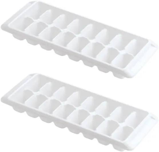 Ice Tray Easy Release White Ice Cube Trays, 16 Cube (Pack of 2) (2867-WHT-2)