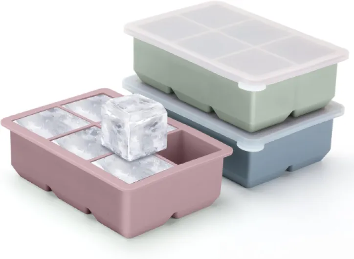 Silicone Ice Cube Trays 3 Pack - Large Size Silicone Ice Cube Molds with Leak Proof Removable Lid Square Ice Cube Tray And BPA Free for Cocktail,Whiskey, Stackable Flexible Ice Blue Pink Green