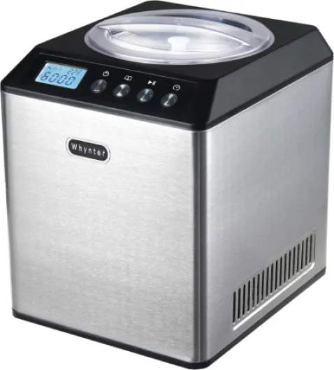 Ice Cream Maker Machine Automatic 2.1 Qt - Upright with Built-In Compressor, LCD Digital Display & Timer, No Pre-Freezing, ICM-201SB, Stainless Steel 2.1 Quart Stainless Steel
