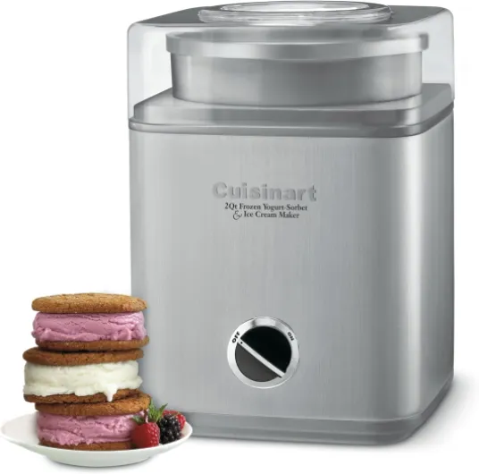 Ice Cream Maker Machine, 2-Quart Ice Cream, Sorbet and Frozen Yogurt Machine, Fully Automatic Double-Insulated Freezer Bowl Makes Frozen Desserts in Under 30 Minutes, ICE30BCP1, Silver