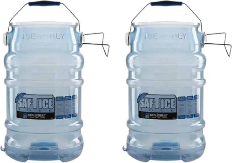 Saf-T-Ice Ice Tote with Ice Machine Hanger for Bars, Restaurants, Kitchens, And Fast Food, Polycarbonate, 6 Gallons, Blue, (Pack of 2) Two Tote Buckets