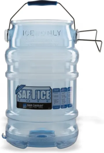 Saf-T-Ice Plastic Ice Tote, Ice Bucket with Drying and Storage Hook for Restaurants, Bars, Catering Events, Buffets, 6 Gallons, Blue Tote Bucket
