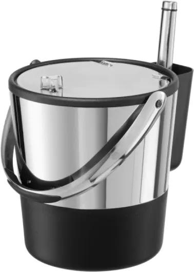 Insulated Ice Bucket, 4 Quart / 3.8 L, Stainless Steel, Black - 4-Quart Stainless Steel Bucket with Ice Scoop Ice Bucket