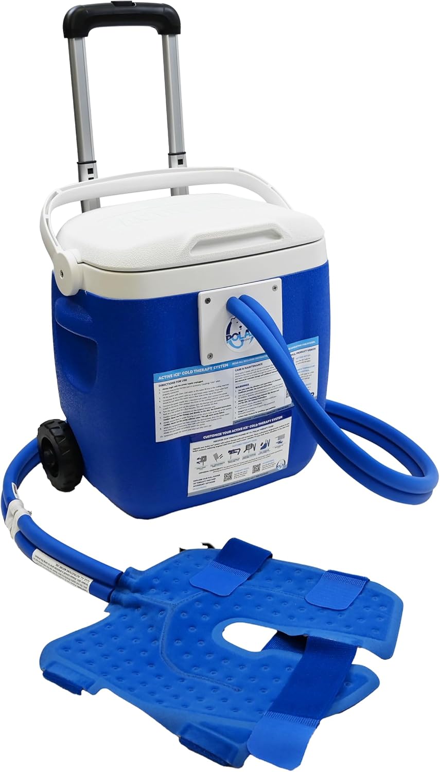Polar Active Ice 3.0 Cold Therapy Ice Machine System with Programmable Timer, Knee and Joint Compression Pad, Lightweight 16 Quart Cooler, Quiet Pump, Strong Cryotherapy Pain Relief Treatment Knee/Joint Pad