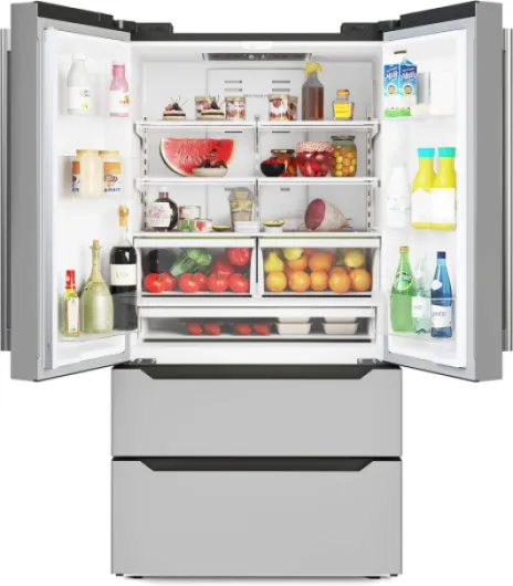 Counter Depth French Door Refrigerator with Ice Maker, 4 Door Stainless-Steel Fridge - 22.5 Cu.Ft 22.5 cu - ft.