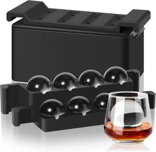 Clear Ice Ball Maker Mold, 8 Large Whiskey Ice Cubes Mold, 2 Inch Round Silicone Ice Molds for Cocktails, Idea Gifts for Dad Boyfriend Boss Men who Have Everything XXL