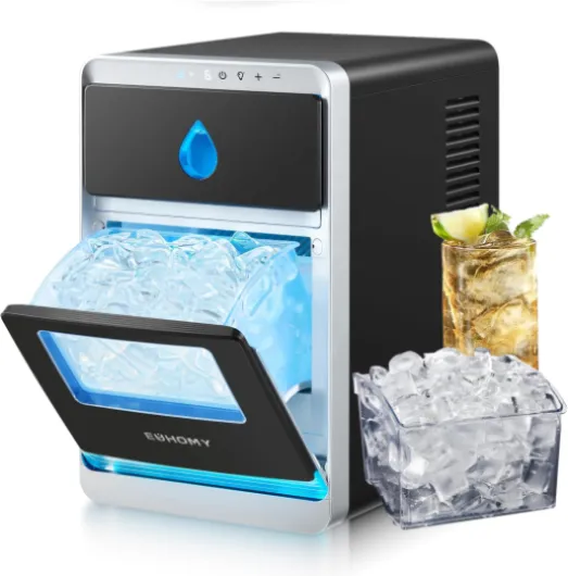 LunaArc Crescent Ice Maker Countertop, 1600Pcs/Day, Ready in 12Mins, Auto Deep Cleaning, Timer, Portable Ice Maker Machine with Clear Ice Cubes for Whiskey/Coffee/Soft Drinks Black 30LBS/Day