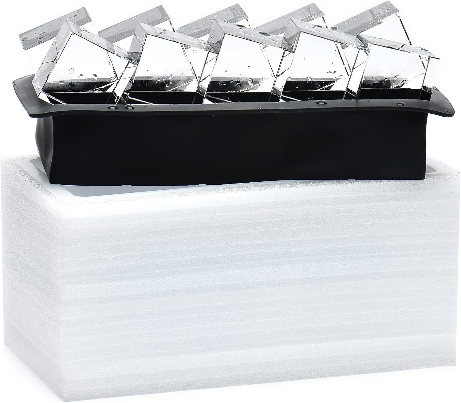 Clear Ice Cube Maker Tray - 2 Inch Clear Ice Cube Silicone Mold,10 Large Crystal Ice Cubes for Whiskey and Cocktail