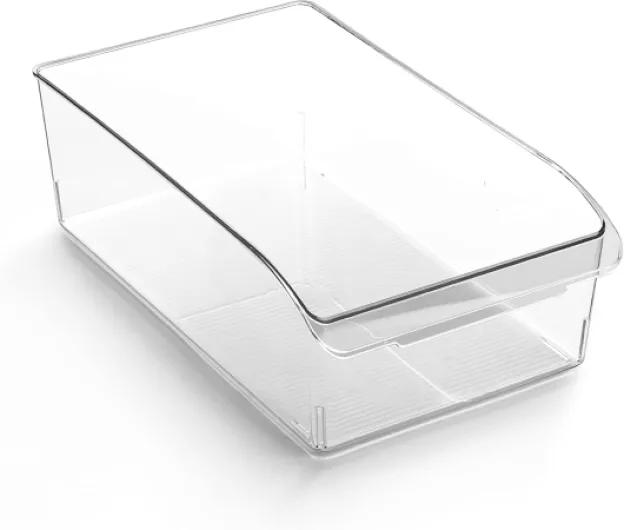 Plastic Storage Bins, X-Large - THE CURVE COLLECTION - Multi-Use Organizer Bins - Built-In Handle - BPA-Free - Pantry Organization - Home Organization - Fridge and Freezer Organizer 1 X-Large