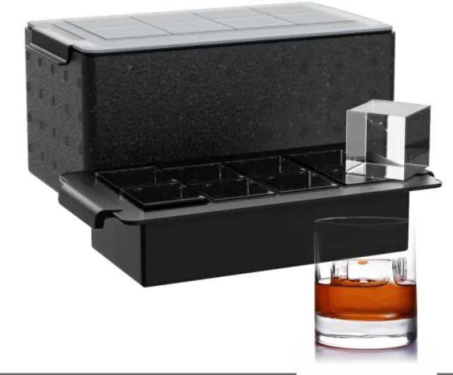 Clear Ice Cube Tray for Whiskey: FDDBI 2Inch Clear Ice Cube Maker - Silicone Large Ice Cube Tray - Square Ice Tray for Bourbon Old Fashioned Whisky 8 cubes