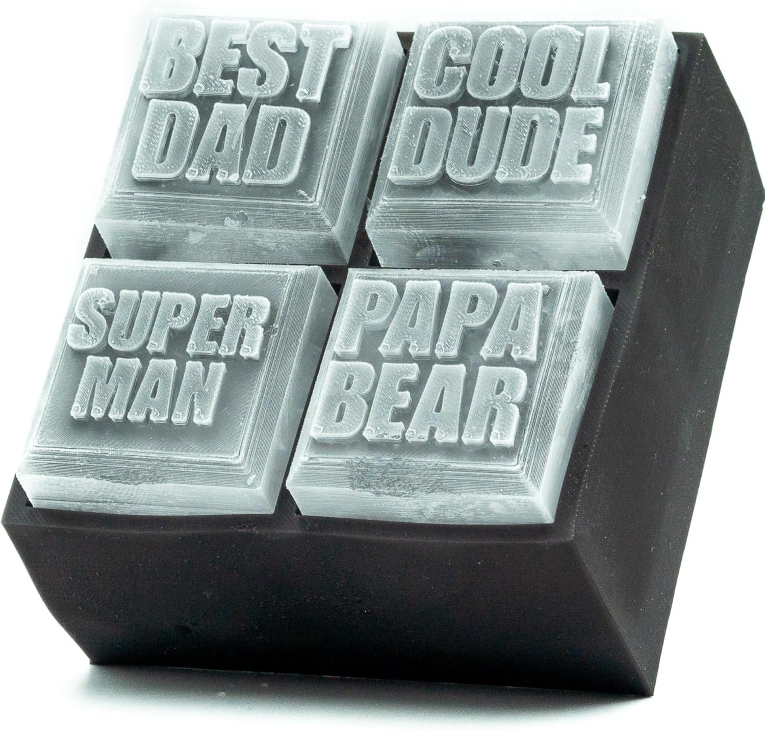 Best Dad Ice Cube Mold Tray - Bartender 2" Cocktail Ice Tray Molds for Whiskey - Custom Personalized Ice Cube Mold - Monogram Designer Ice Tray - Reusable Silicone Ice Trays