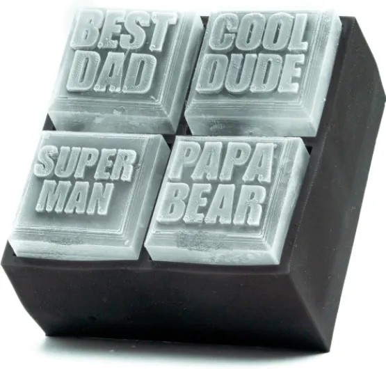 Best Dad Ice Cube Mold Tray - Bartender 2" Cocktail Ice Tray Molds for Whiskey - Custom Personalized Ice Cube Mold - Monogram Designer Ice Tray - Reusable Silicone Ice Trays