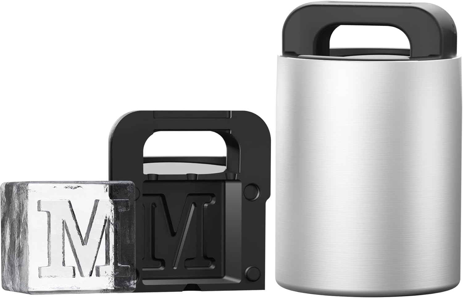 Letter M Monogram Clear Ice Cube Maker, 2" Big Ice Cubes Mold for Whisky and Cocktails, Large Initials Silicone Ice Cube Tray Personalized Gifts for DAD Gifts for Men (Letter M)