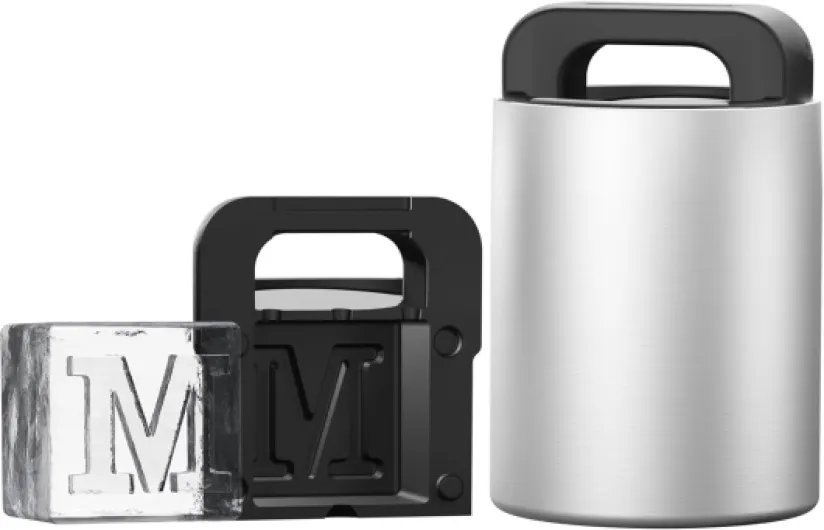 Letter M Monogram Clear Ice Cube Maker, 2" Big Ice Cubes Mold for Whisky and Cocktails, Large Initials Silicone Ice Cube Tray Personalized Gifts for DAD Gifts for Men (Letter M)