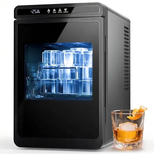 Ice Maker Portable Countertop, 3 Pcs in 25 Mins, 150 Pcs/Day, 1.6" Crystal Clear Ice Cube Machine with Self-Cleaning, 24H Timer for Whiskey, Cocktail, Stainless Steel