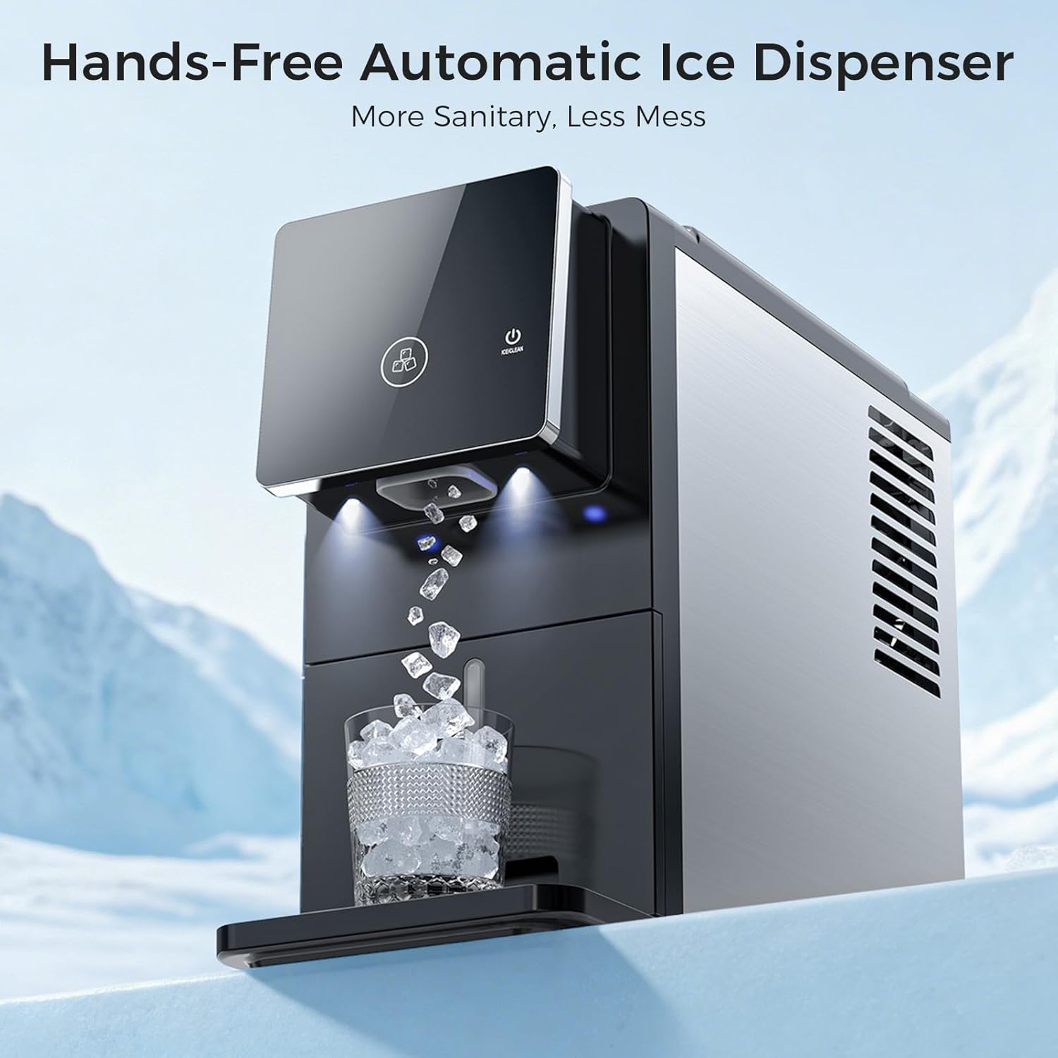 Countertop Nugget Ice Maker,33 lbs/Day Portable Countertop Ice Machine with Self-Cleaning, Auto Lighting, Measured Dispensing，and Ice Full Minder for Home, Kitchen, Office, Black Black 33LBS/Day