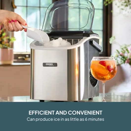 12KG Ice Maker Machine with Scoop - Countertop Ice Cube Maker for Home, Kitchen, Bar - Large Capacity 1.3L Water Tank - Quick & Easy with 2 Ice Size Options - No Plumbing - Silver 12 KG Silver