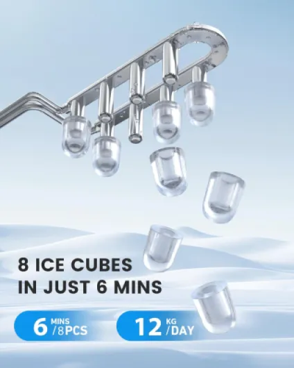 Ice Maker Machine Countertop, Portable Small Size, 6 Mins Fast Ice, 12kg/24H, 2 Ice Sizes, Self-Cleaning with Ice Bags, Scoop, Basket for Kitchen, Office, Party - Black