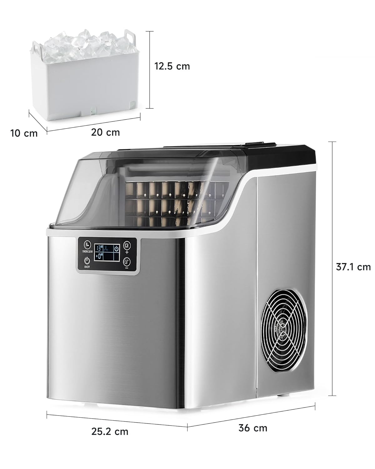 Countertop Ice Cube Maker, Self-Cleaning Control Panel, Water/Sensor Ice Scoop & Basket, 22KG/48LB - 24H 22 kg/24h (48 lb/24h)