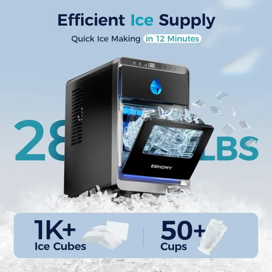 LunaArc™ Crescent Ice Maker Countertop, 3 Ice Cube Sizes, Auto Deep Cleaning & Timer, Portable Ice Maker Machine for Party/Bar/Home/Office Crescent Ice-12kg