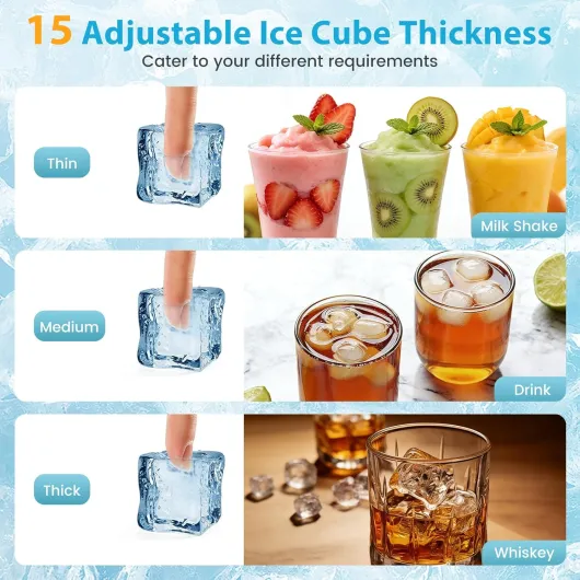 Commercial Ice Machine, Stainless Steel Ice Maker Machine with 15 Adjustable Thickness, Self-Cleaning Design, Digital Display & Scoop, Ice Cube Machine for Home Bar (54kg/24H,16kg Ice Storage)