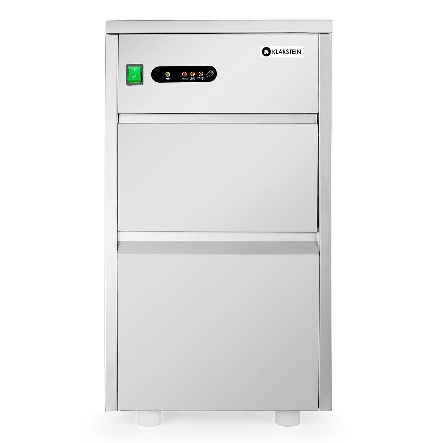 ICE3-Powericer-XL Industrial Ice Machine - 145 W, 20 Kg/Day, 3,5 Kg Storage Compartment, Effective Cooling System, Tasteless Lining, Pumping System, Stainless Steel, Silver 20 kg/24h Silver